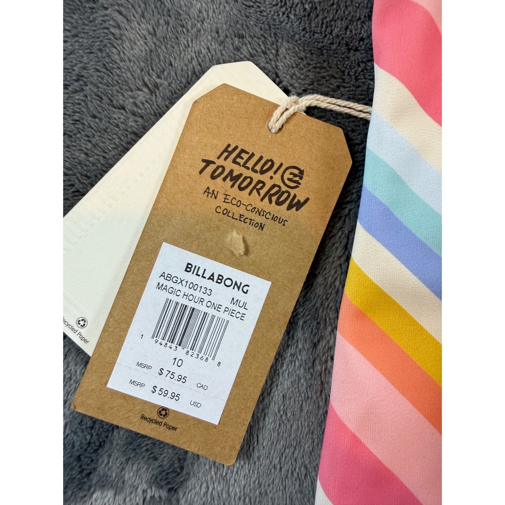 Billabong Kids Girls Magic Hour One Piece Rainbow Stripe Swimsuit Size 10 - Picture 4 of 4